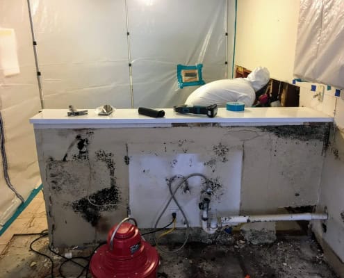 Containment barriers and demolition during Mold Removal Capistrano Beach, CA services