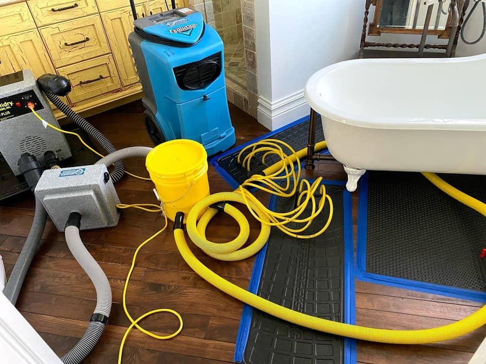 Structural drying equipment set up during a Dana Point project